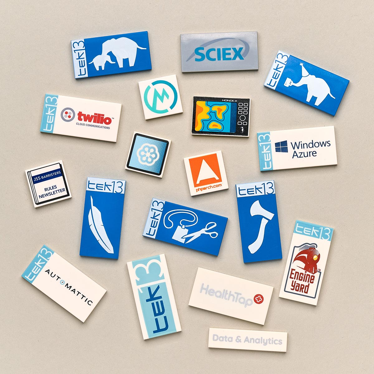 Assorted printed tiles